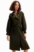 Oversized trenchcoat met riem - GREEN - S