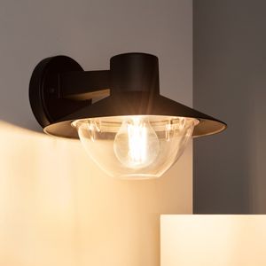 Wandlamp voordeur 'Neva' e27 fitting modern zwart 240mm