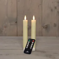 Anna&apos;s Collection LED dinerkaars flame effect rustiek 18 cm ivoor 2 stuks