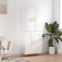 Hoge kast 69,5x34x180 cm bewerkt hout wit
