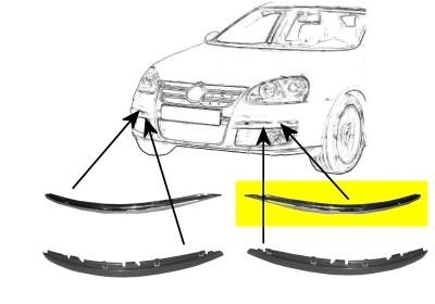 RUB./PROFIEL LINKS BUMPER Lijst Boven Chroom 5886483