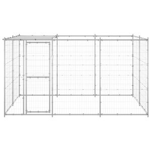 The Living Store Hondenkennel - Gegalvaniseerd Staal - 330x220x180 cm - Met Dak en Deur