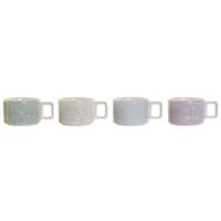 Set van koffiekopjes DKD Home Decor Groen Hemelsblauw Lila Metaal Bamboe Dolomite 260 ml