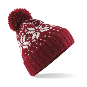 Gebreide Nordic wintermuts met pompom - rood/wit - volwassenen - Damesmutsen - herenmutsen