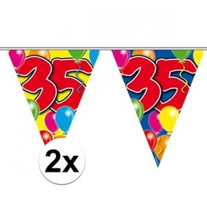 2x Leeftijd versiering vlaggenlijnen 35 jaar 10 meter