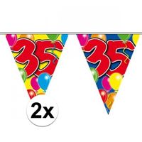 2x Leeftijd versiering vlaggenlijnen 35 jaar 10 meter