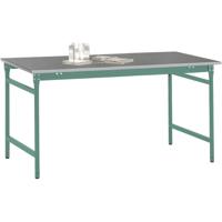 Manuflex BB3034.0001 Bijzettafel basis stationair met staalbeslag schijf in grijs-groen HF 0001, bxdxh: 1250 x 600 x 780 mm Grijs, Groen - thumbnail