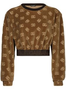 Dolce & Gabbana sweat crop à motif monogrammé en jacquard - Marron