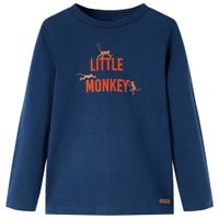 Kindershirt met lange mouwen aapjesprint 116 marineblauw