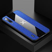 Voor Xiaomi mi CC9 XINLI stiksels doek textuur schokbestendig TPU beschermhoes (blauw)