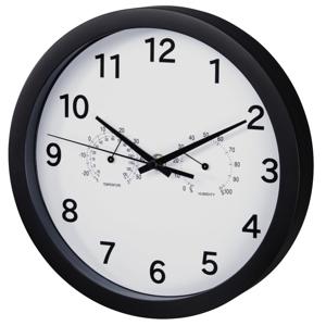 Hama wandklok pure plus ø 25 cm met thermo-/hygrometer geluidsarm zwart