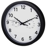 Hama wandklok pure plus ø 25 cm met thermo-/hygrometer geluidsarm zwart