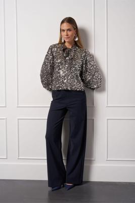 Studio Anneloes Blom 2way Sequins Top 13335 T-shirt Lange Mouw 0001 Silver