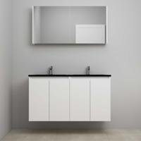 On-Line Badkamermeubelset - 120 cm - Voorgemonteerd - Greeploze Ladestructuur - Acryl Wastafel - 2 Kraangaten - Spiegelkast - Mat Wit - V01