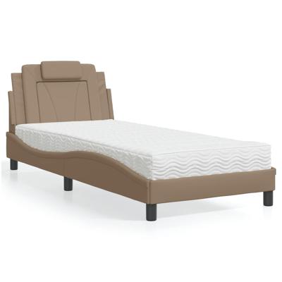 Bed met matras kunstleer cappuccinokleurig 90x190 cm