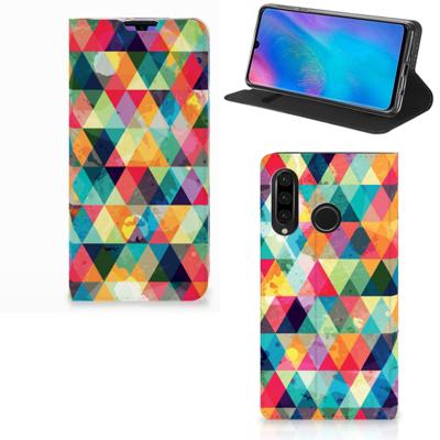 Huawei P30 Lite New Edition | Hoesje met Magneet | Geruit