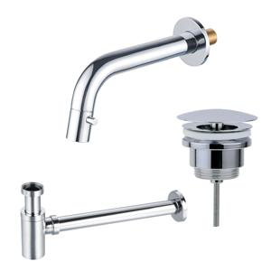 Fortifura Calvi Fonteinkraanset - inbouw - uitloop 19.5cm - inkortbaar sifon - always open plug - chroom SW1108827/SW696209/SW696219