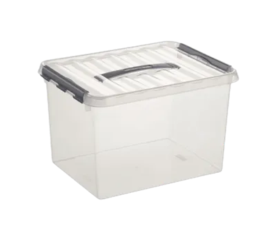 Sunware Q-line opbergbox 22L transp./metaal