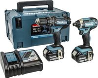 Makita DLX2131JX 18V accu klopboormachine DHP482 + slagschroevendraaier DTD152 combiset (2x 3.0Ah accu) in Mbox