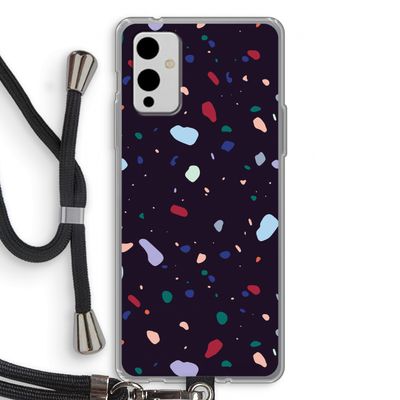 Dark Rounded Terrazzo: OnePlus 9 Transparant Hoesje met koord