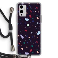 Dark Rounded Terrazzo: OnePlus 9 Transparant Hoesje met koord