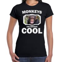 T-shirt monkeys are serious cool zwart dames - apen/ chimpansee shirt - thumbnail