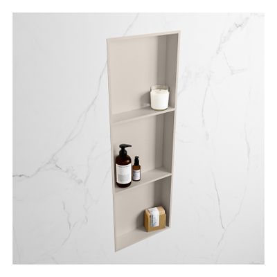 Wandnis Solid Surface Easy | In- en opbouw | 30x90x8 cm | 3 vakken | Linen