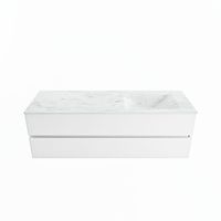 MONDIAZ VICA-DLUX 150cm badmeubel onderkast Talc 2 lades. Inbouw wastafel CLOUD rechts 1 kraangat, kleur Opalo.