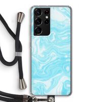 Waterverf blauw: Samsung Galaxy S21 Ultra Transparant Hoesje met koord