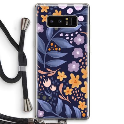 Flowers with blue leaves: Samsung Galaxy Note 8 Transparant Hoesje met koord