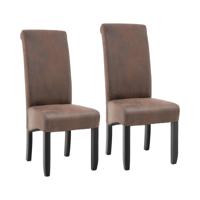Eetkamerstoel - Gestoffeerd - set van 2 - tot 150 kg - zitting 44,5 x 44 cm - bruin