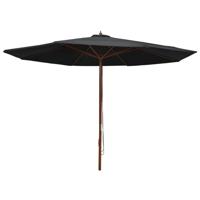 VidaXL Parasol met houten paal 350 cm zwart