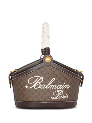 Balmain Kleine canvas bucket-tas met monogram - Bruin