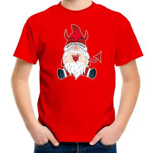 Halloween verkleed t-shirt voor kinderen - duivel kabouter/gnome - rood - themafeest outfit