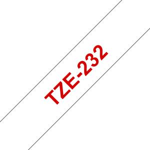 Brother TZe-232 Labeltape Tapekleur: Wit Tekstkleur: Rood 12 mm 8 m