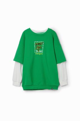 Dubbel T-shirt graffiti - GREEN - S