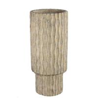 PTMD Mitty Brown cement pot wavy ribs round high L - thumbnail