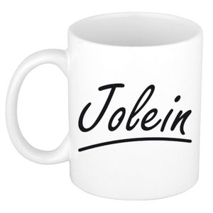 Naam cadeau mok / beker Jolein met sierlijke letters 300 ml