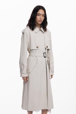 Trenchcoat met geplooide rug - BROWN - L