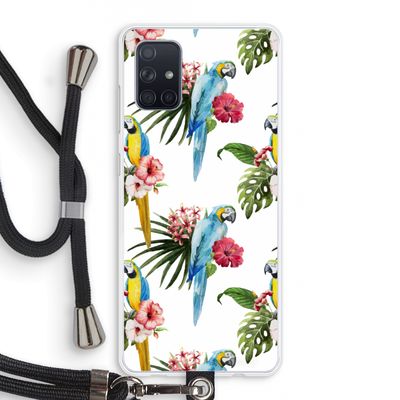 Kleurrijke papegaaien: Samsung Galaxy A71 Transparant Hoesje met koord