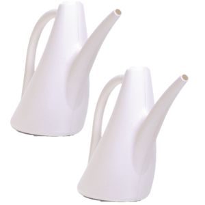 2x Stuks witte bloemen/planten gieters kunststof 1,5 liter