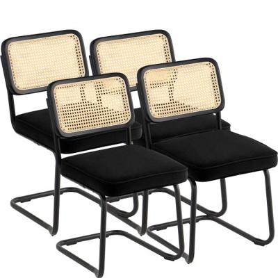 VEVOR rotan stoelen tuinmeubelen eetkamerstoel 4 stuks kussens zwarte fauteuil