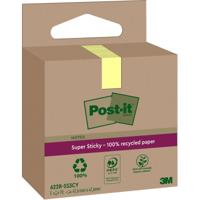 Post-it Super Sticky Notes Recycled, 70 vel, ft 47,6 x 47,6 mm, geel, pak van 3 blokken