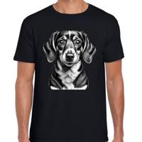 Cadeau/verkleed T-shirt heren - zwart - Teckel hond - honden liefhebber