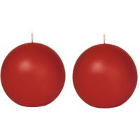 Trend Candles Bolkaars glad - 2x - rood - 7 cm - 16 branduren - ronde kaarsen