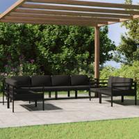 8-delige Loungeset met kussens aluminium antracietkleurig