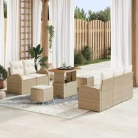 Tuinbankenset met kussen 8 pcs Beige poly rattan