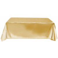 Tafelkleed/tafellaken polyester folie metallic goud 140 x 275 cm - thumbnail