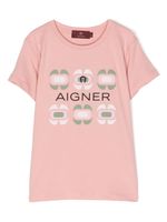 Aigner Kids t-shirt en coton à logo imprimé - Rose