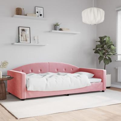 Slaapbank 100x200 cm fluweel roze